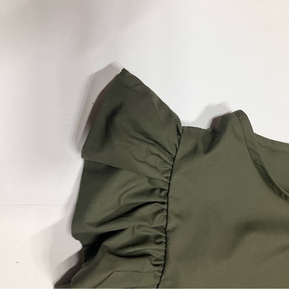 Military green ruffle top by Chepe Italy Size L - Picture 6 of 12